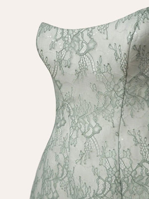 Mireille | Sage - A Line Scoop Neck Short Homecoming Dresses With Lace Appliques