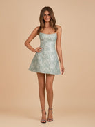 Mireille | Sage - A Line Scoop Neck Short Homecoming Dresses With Lace Appliques