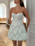 Mireille | Sage - A Line Scoop Neck Short Homecoming Dresses With Lace Appliques