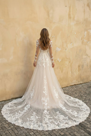 Modern Long Sleeves Mermaid Lace Ivory Wedding Dresses– Wedding Dresses by KissProm | Available at KissProm