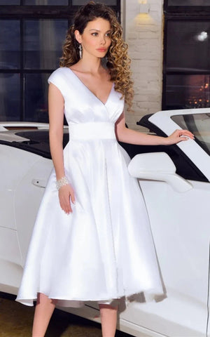 Brides Over 50 Older Brides Dresses Uk Cocktail Classy White Silk Dress  Short Satin Wedding Dress