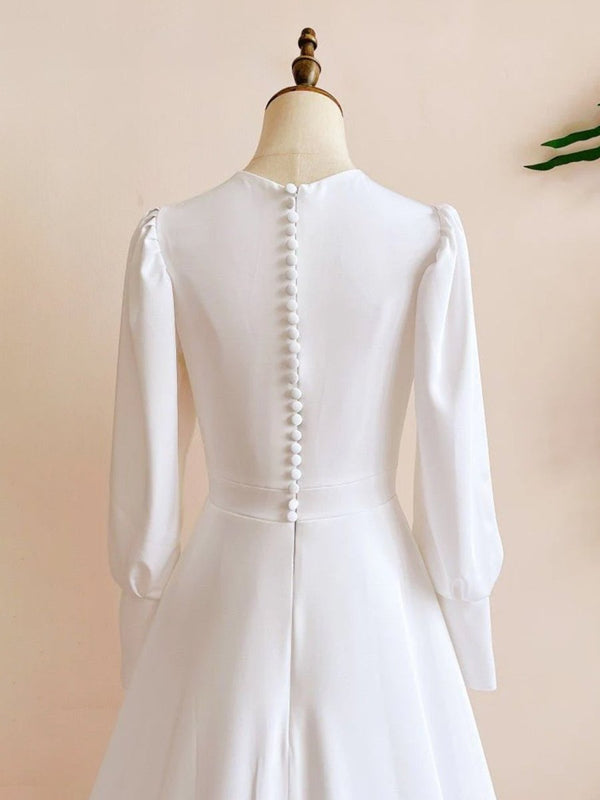 Modest A Line Long Sleeves Wedding Dress Vintage Gown