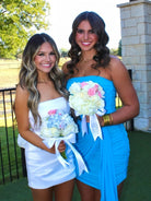 Morganite | Pink - Sheath Strapless Pleated Short Homecoming Dresses With Train