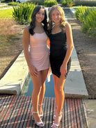 Morganite | Pink - Sheath Strapless Pleated Short Homecoming Dresses With Train