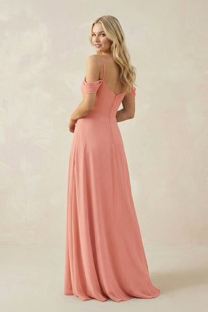 Off-the-Shoulder Chiffon A-Line Maxi Bridesmaid Dress in Mulberry - KissProm BRIDESMAID DRESSES