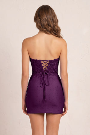 Mulberry Sheath Beaded Satin and Lace Homecoming Dress (2) | KISSPROM