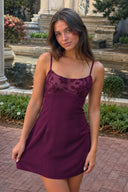 Mulberry Spaghetti Straps Sheath Satin Mini Homecoming Dress | KISSPROM