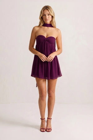 Mulberry Sweetheart Ruched A-Line Chiffon Homecoming Dress (5) | KISSPROM