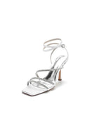 Multi Crystal Straps Square Open Toe Chunky Heels - KissProm