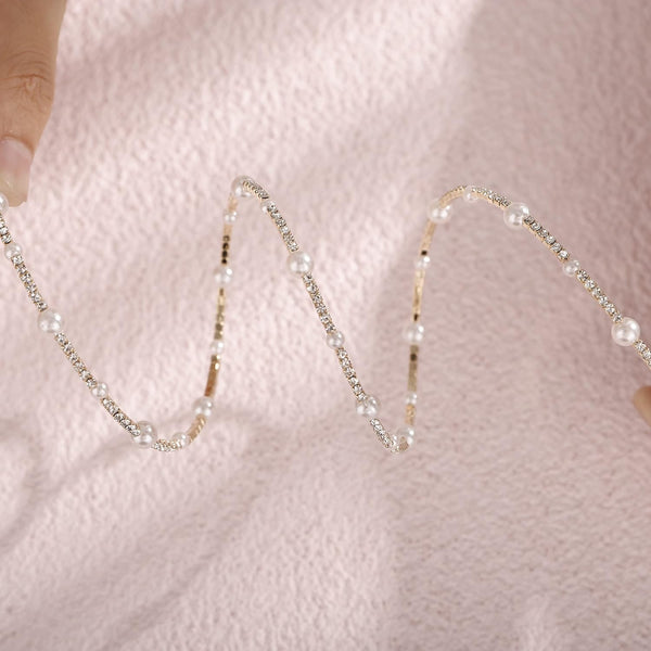 Multi Layered Stretch Wrap Silver Bracelets with Rhinestone - KissProm