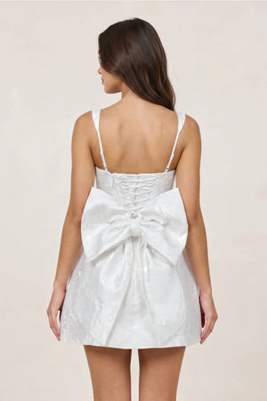 White - Square Neck A Line Short Homecoming Dresses With Bow – Homecoming Dress by KissProm | Available at KissProm