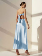 Nadine | PInk Strapless Back Tie Satin A - line Prom Dress - KissProm