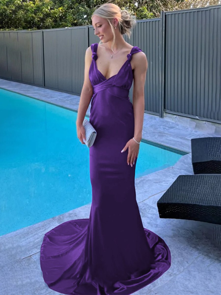 strapless open back dress V Neck Sexy Backless Burgundy Prom Dresses With Leg Slit, Burgundy Tul –  morievent