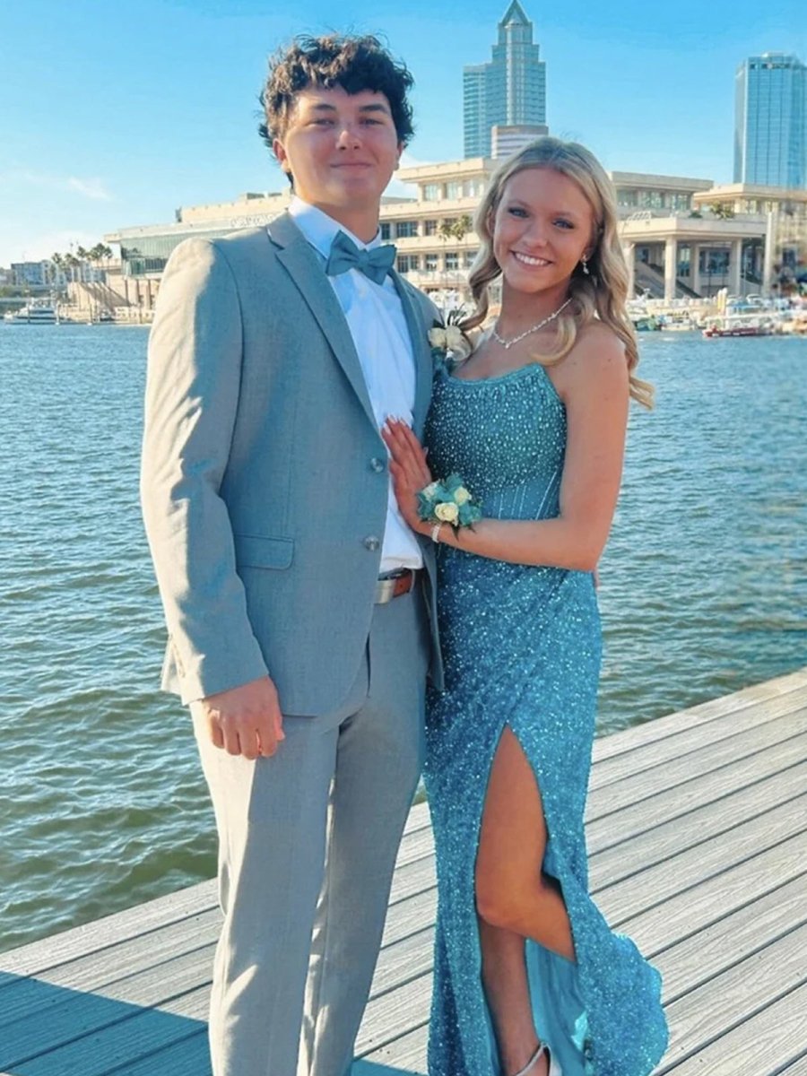 Narcissa | Strapless Mermaid Long Sequins Prom Dress With Split