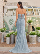 Narcissa | Strapless Mermaid Long Sequins Prom Dress With Split