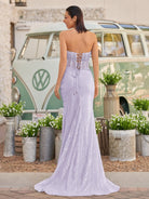 Narcissa | Strapless Mermaid Long Sequins Prom Dress With Split