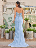 Narcissa | Strapless Mermaid Long Sequins Prom Dress With Split