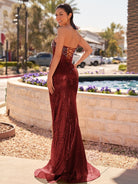 Narcissa | Strapless Mermaid Long Sequins Prom Dress With Split