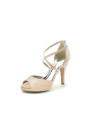 Navy Blue High Heels with Crossed Straps - KissProm