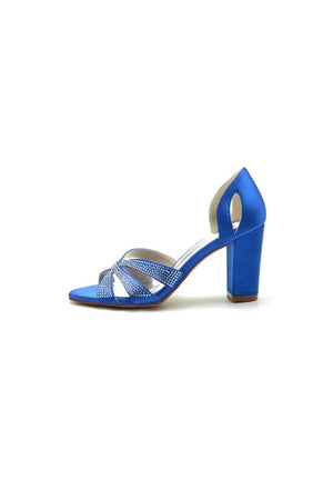 Navy Blue High Heels with Silver Heel - KissProm