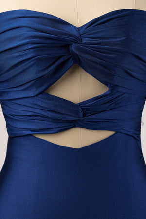 Navy Blue Sweetheart Sheath Short Homecoming Dresses With Keyhole - KISSPROM