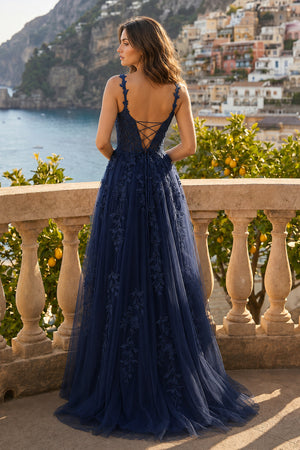 A-line Sweetheart Lace Tulle Prom Dress with Slit - KissProm