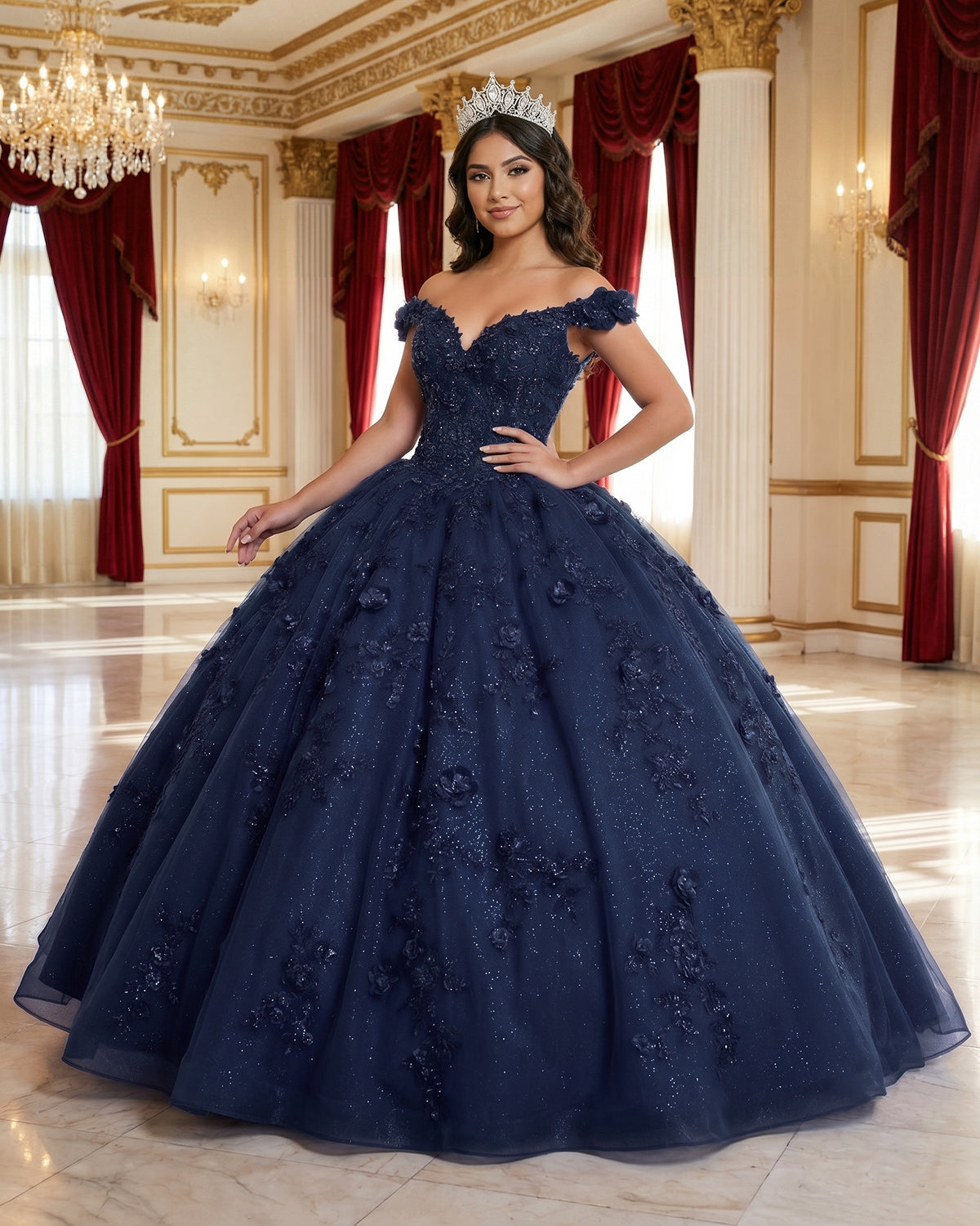 Royal Blue Off the Shoulder Puffy Quinceanera Dresses