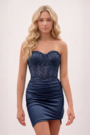 Navy Blue Sheath Sweetheart Tight Mini Homecoming Dresses | KISSPROM