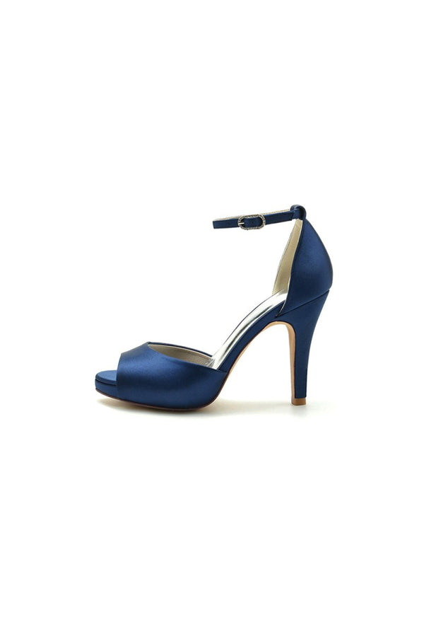 Silver Silk Heels with Metal Accent - KissProm