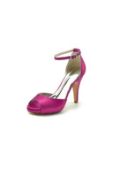 Silver Silk Heels with Metal Accent - KissProm