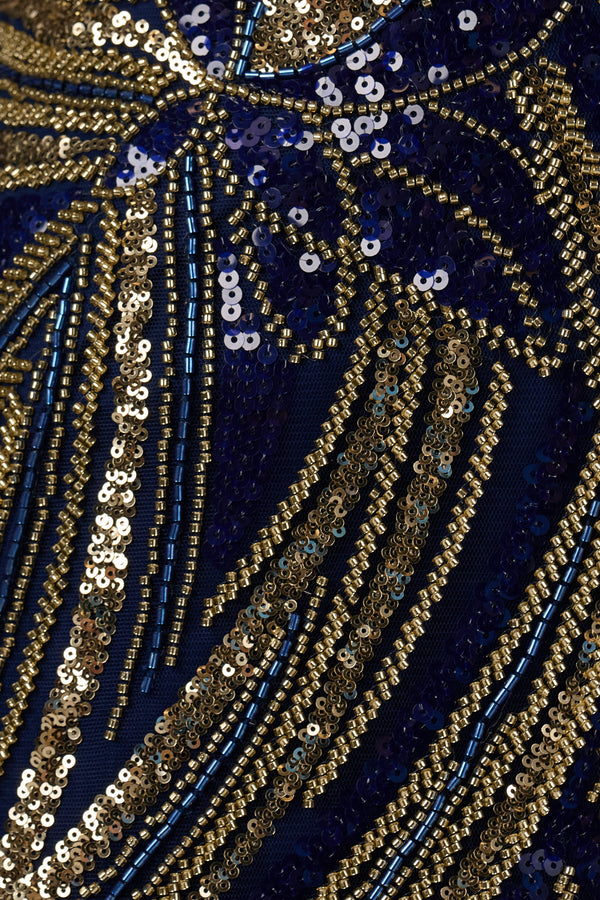 Navy Blue Strapless V Neck Sequins Bodycon Short Homecoming Dresses - KISSPROM