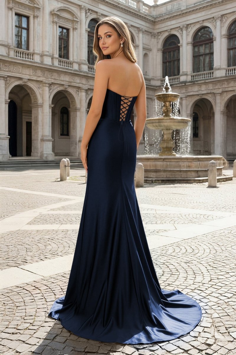 Royal Blue Sweetheart Satin Mermaid Long Prom Dresses with Beading Royal Blue Sweetheart Satin Mermaid Long Prom Dresses with Beading