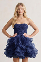 A-line Lace Appliques Organza Short Homecoming Dress - KissProm
