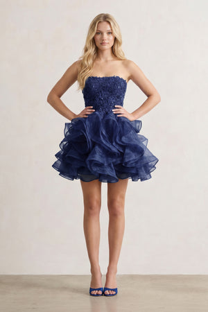 A-line Lace Appliques Organza Short Homecoming Dress - KissProm