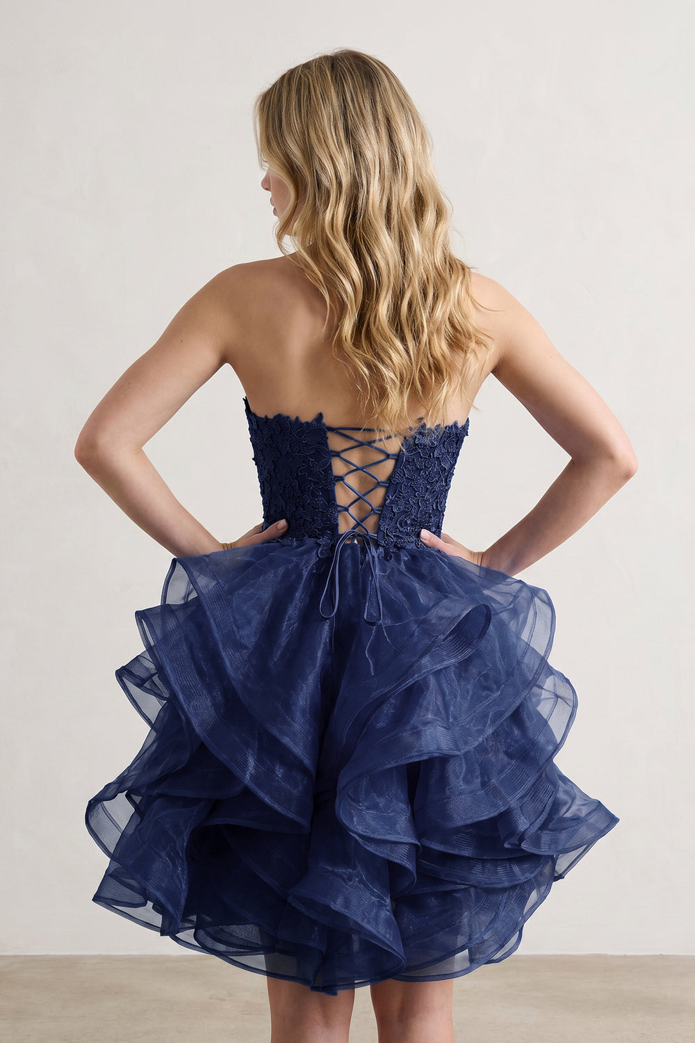 A-line Lace Appliques Organza Short Homecoming Dress - KissProm
