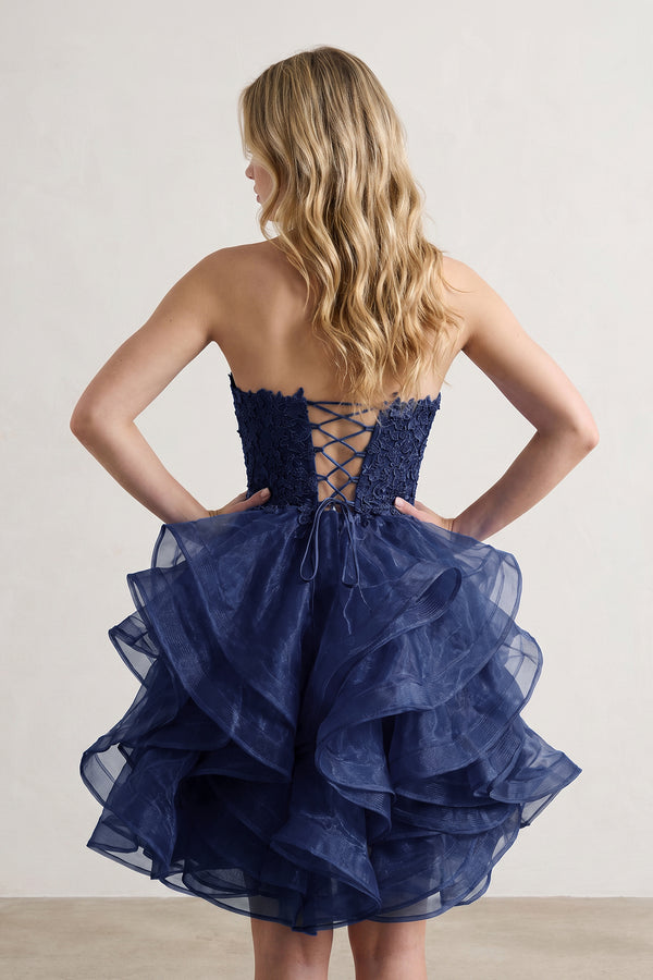 A-line Lace Appliques Organza Short Homecoming Dress - KissProm