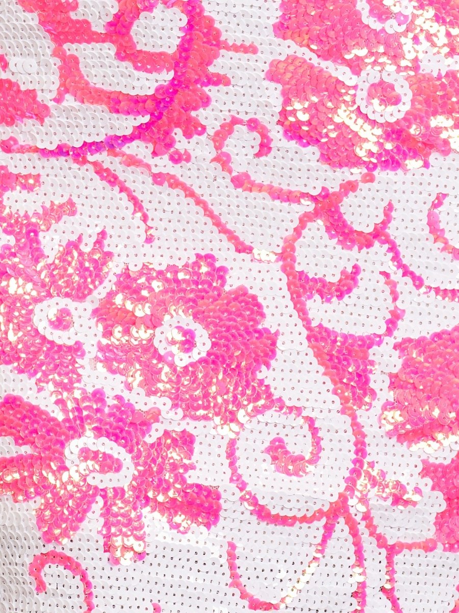 Nerys | Orange Plunging Neckline Floral Sequins Short Tight Homecoming Dress