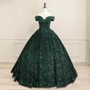 Pink Quinceanera Dresses Sequin Off The Shoulder Ball Gown Dresses