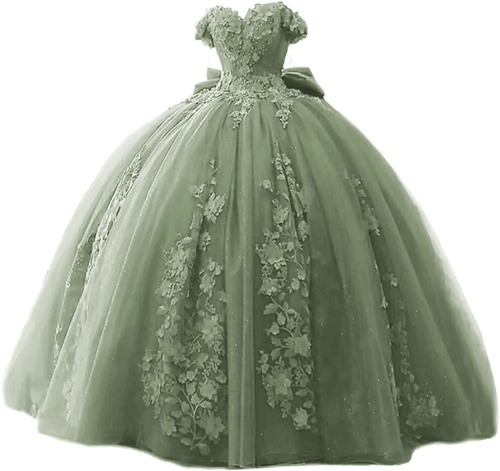 Lace Quinceanera Dress Applique Off Shoulder Ball Gown - KissProm