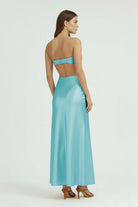 Ninelle | Aqua - Strapless Sheath Satin Open Back Prom Dresses With Cutout - KissProm