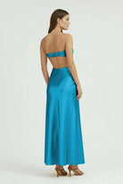Ninelle | Azure- Strapless Sheath Satin Open Back Prom Dresses With Cutout - KissProm