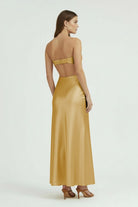 Ninelle | Gold - Strapless Sheath Satin Open Back Prom Dresses With Cutout - KissProm