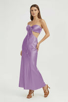 Ninelle | Lilac - Strapless Sheath Satin Open Back Prom Dresses With Cutout - KissProm