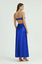 Ninelle | Royal Blue - Strapless Sheath Satin Open Back Prom Dresses With Cutout - KissProm