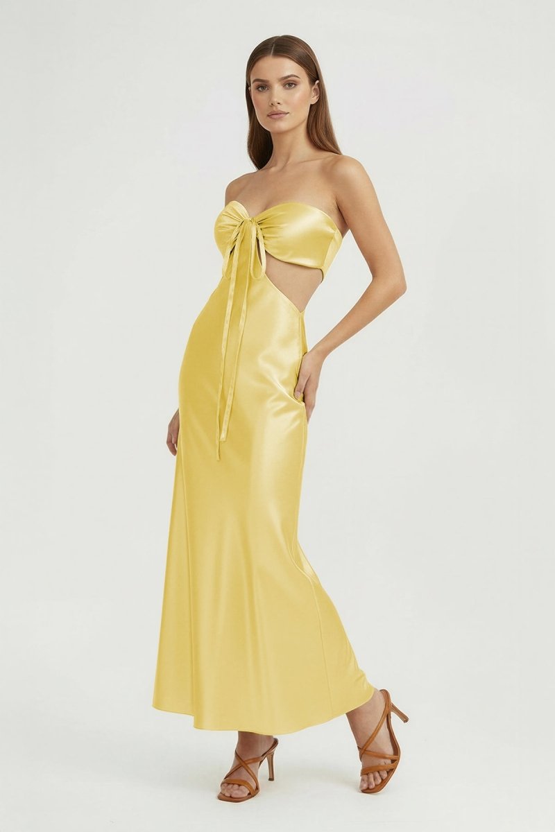 Ninelle | Aqua - Strapless Sheath Satin Open Back Prom Dresses With Cutout - KissProm
