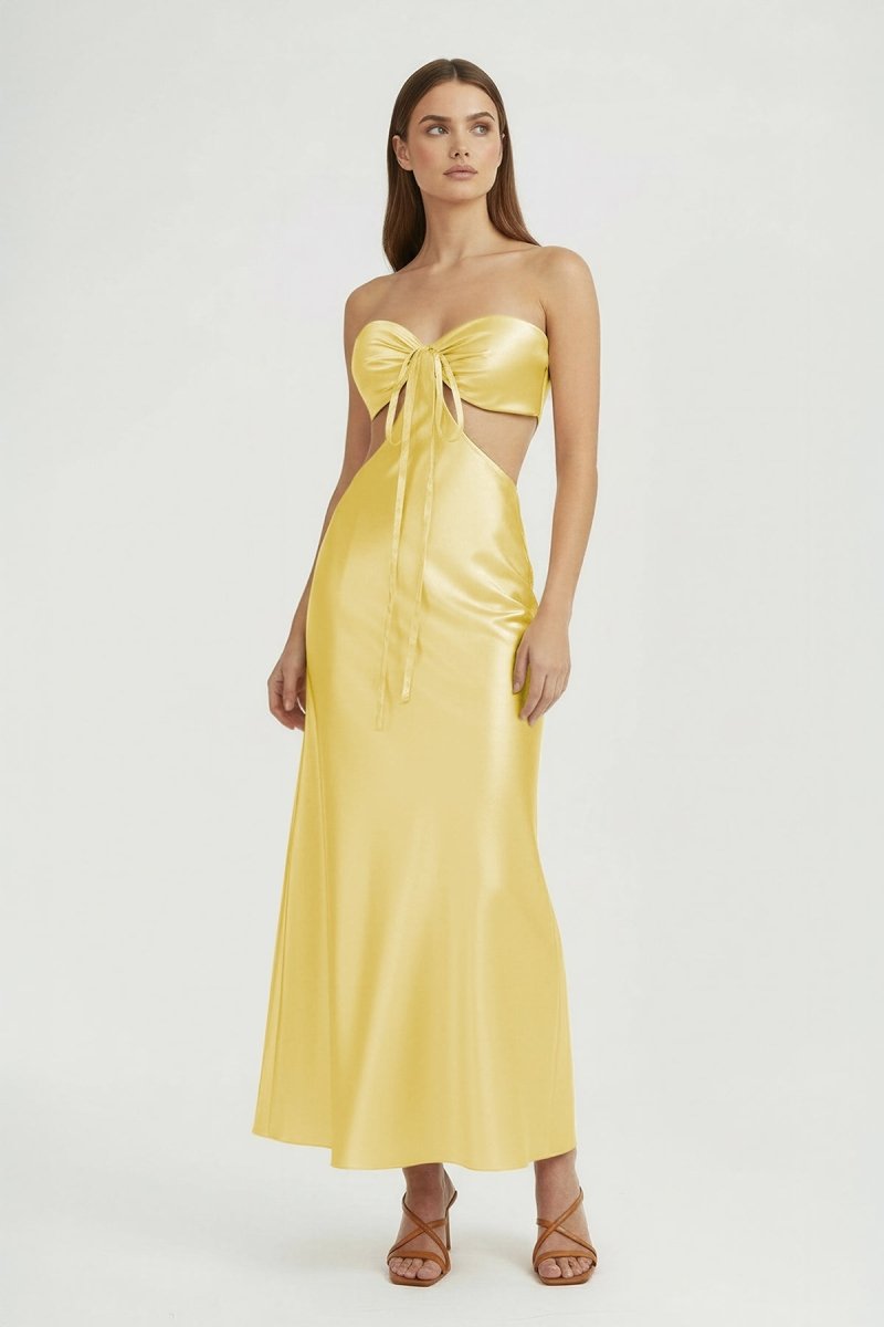 Ninelle | Aqua - Strapless Sheath Satin Open Back Prom Dresses With Cutout - KissProm