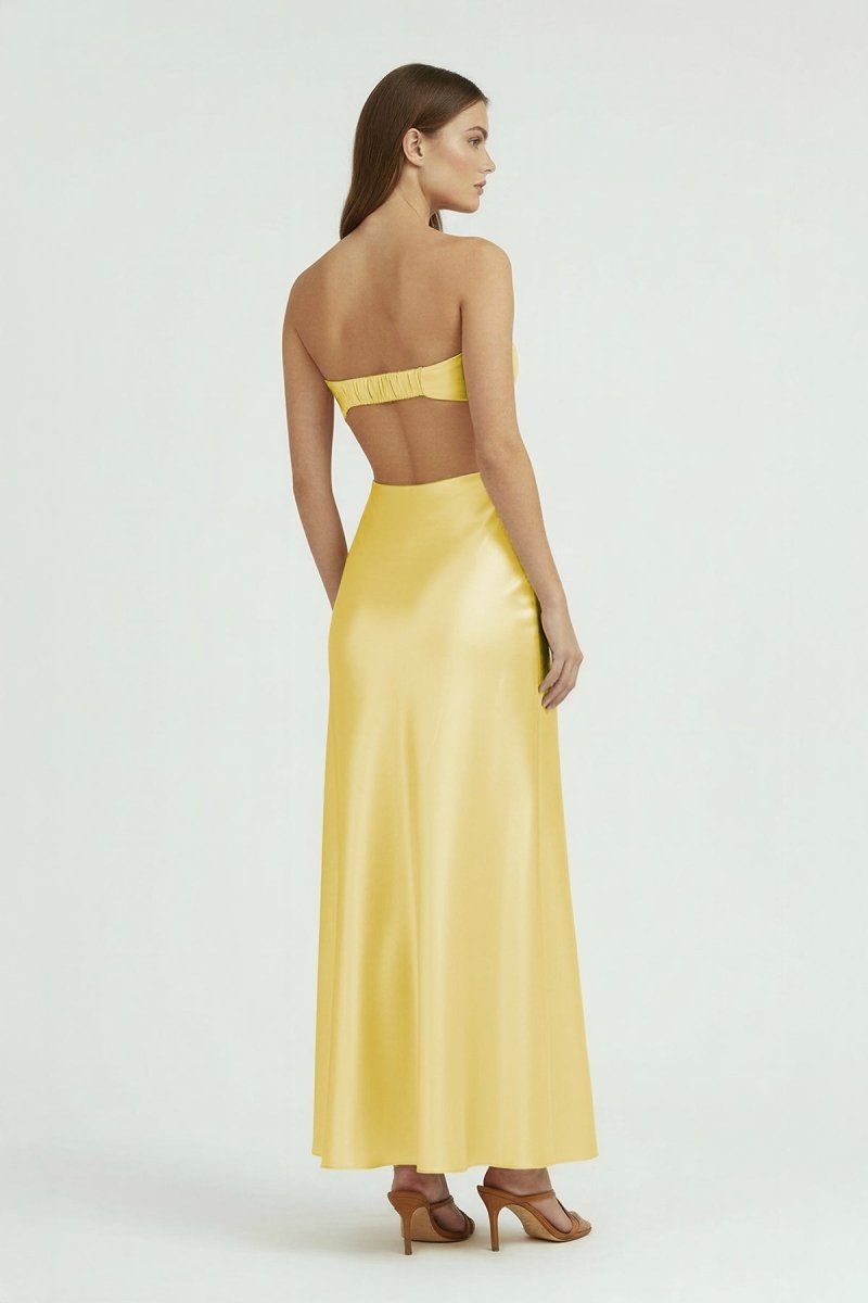 Ninelle | Aqua - Strapless Sheath Satin Open Back Prom Dresses With Cutout - KissProm