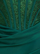 Noen | Dark Green - Bodycon Ruched Beaded Corset Short Homecoming Dresses