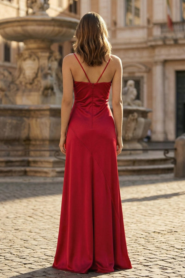 Spaghetti Strap Straight Neck Prom Dress Spaghetti Straps V Neck Red Long Prom Dress With Slit Spaghetti Strap Straight Neck Prom Dress Spaghetti Straps V Neck Red Long Prom Dress With Slit