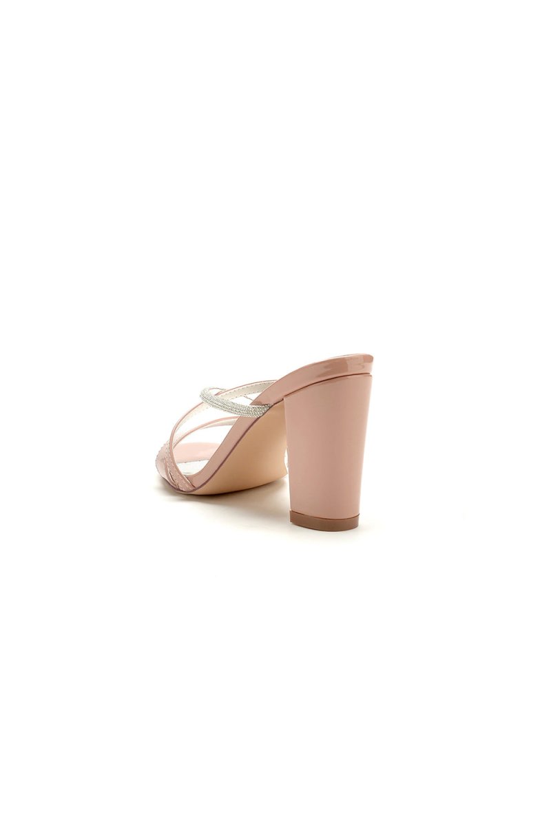 Nude Pink and Silver High - Heeled Sandals - KissProm